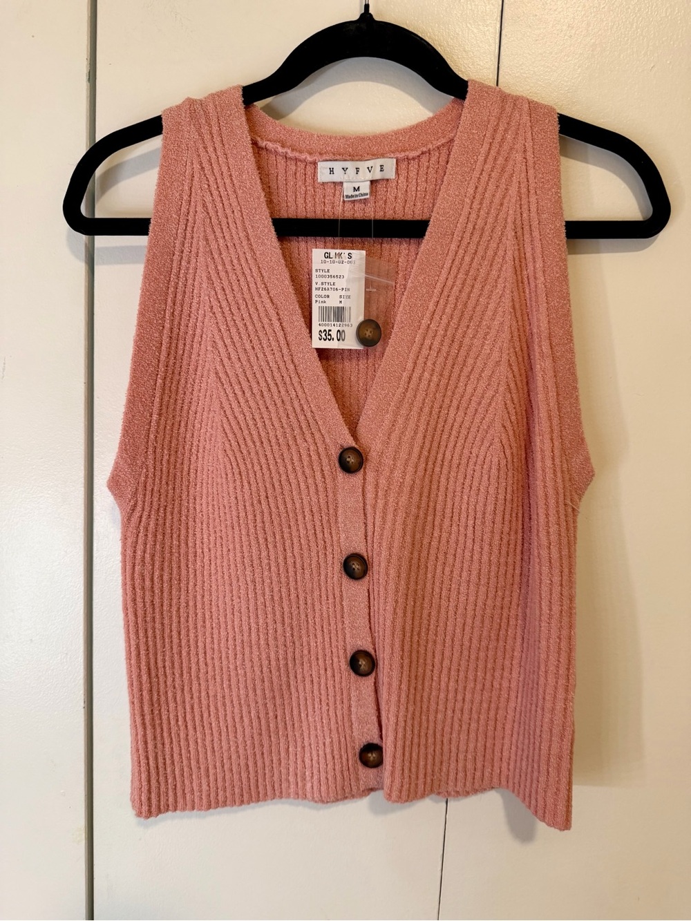 HYFVE Blush Ribbed Button-Front Knit Tank